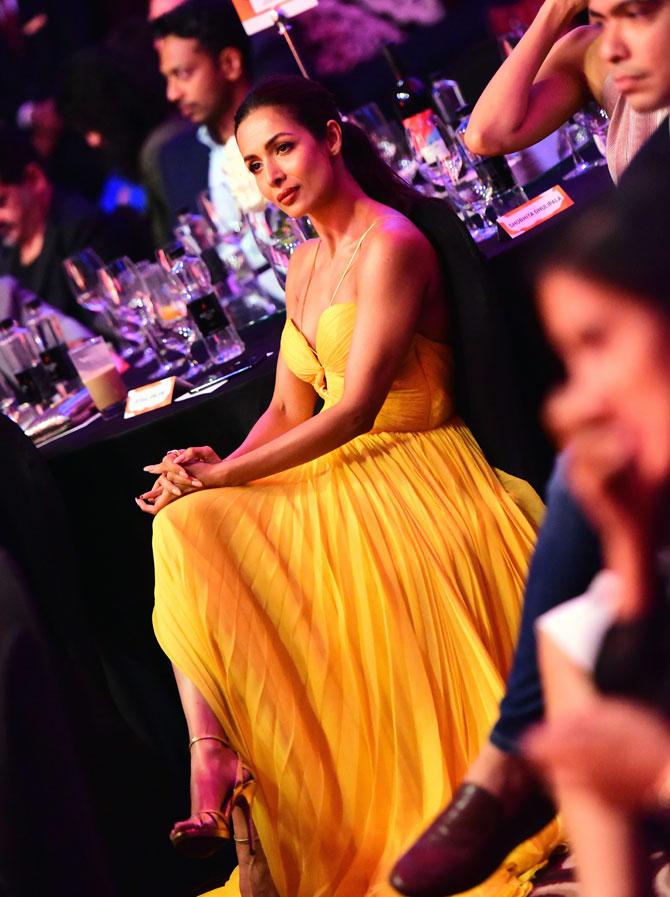 Malaika Arora seated at the Guide Restaurant Awards 2019 at St Regis, Lower Parel in Mumbai on April 9, 2019