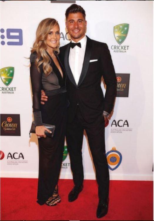 Marcus Stoinis is widely considered as a handsome sports star due to his tall height and sharp features, this comes from his Greek ancestry.
Marcus Stoinis posted this picture of himself and his girlfriend when the couple attended a Cricket Australia awards event.