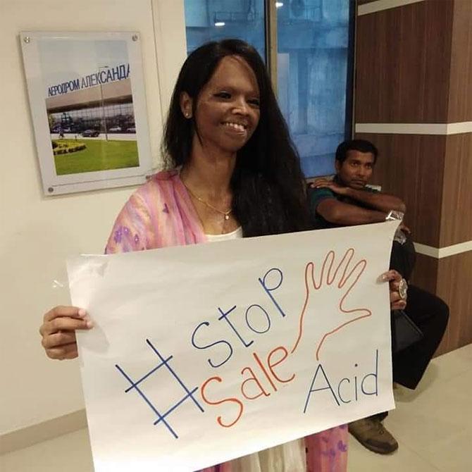 Laxmi Agarwal pleaded for a total ban on the sale of acid, citing an increasing number of incidents of such attacks on women across India. In 2013, the Supreme Court ruled in favour of her. The SC created a fresh set of restrictions on the sale of acid. Laxmi, along with other acid attack survivors, started a hunger strike demanding immediate justice and rehabilitation for acid attack survivors. She has now started her campaign Stop Sale Acid