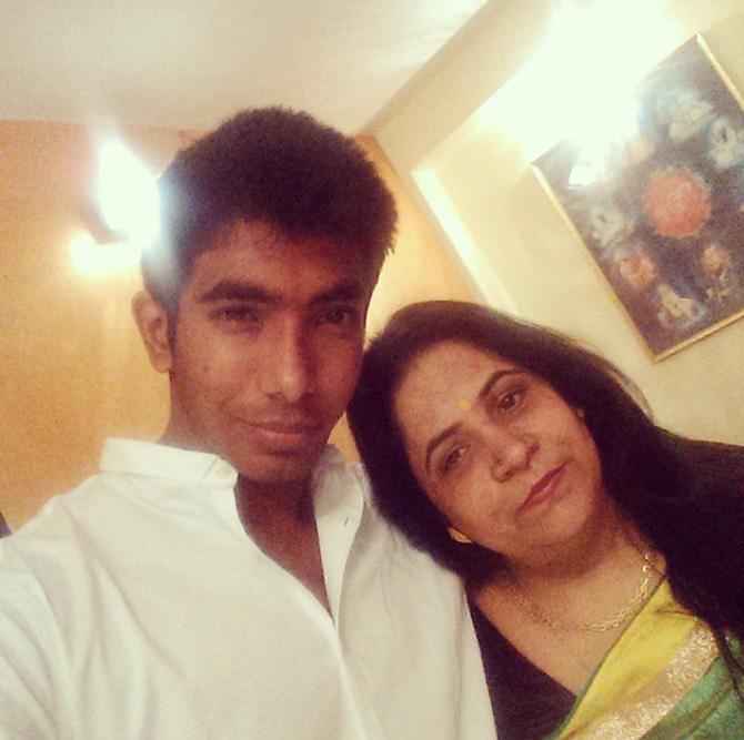 In picture: Jasprit Bumrah with his mother Daljit during Diwali.