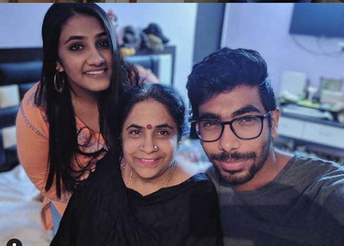 Jasprit Bumrah posted this picture with his mother Daljit and sister Juhika and had a lovely caption: Family is the anchor that holds us through life's storms! #goodtobehome #familyman.