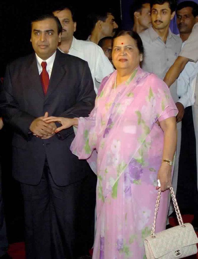 Mukesh Ambani lived in Yemen for a short time and then his family relocated to Mumbai. He attended the Hill Grange High School at Peddar Road, Mumbai, along with his brother Anil Ambani. He received his Bachelor's degree from Mumbai University (then University of Bombay). He later pursued his MBA at Stanford University in the US. He left the course after he was called back by his father to help in the family business
In picture: Mukesh Ambani with mother Kokilaben Ambani
