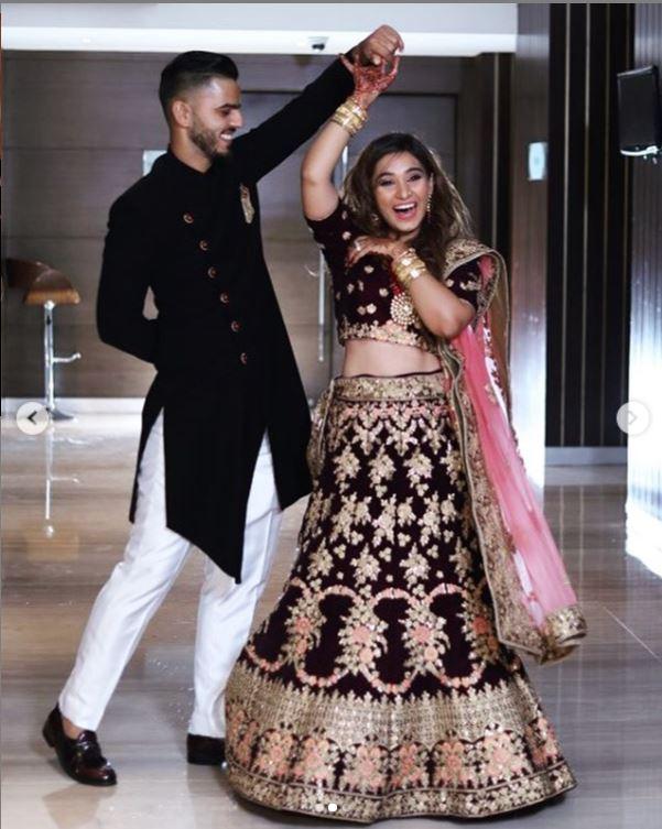 Nitish Rana posted this picture with wife Saachi Marwah and captioned it as, 