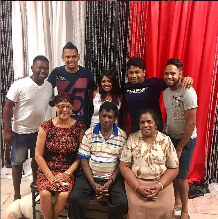 Sunil Narine's bowling action has come under the scanner quite a few times in International cricket. In 2014, during the Champions League T20, Sunil Narine was first suspended for an illegal bowling action.
In pic: Sunil Narine with wife Nandita Kumar and family