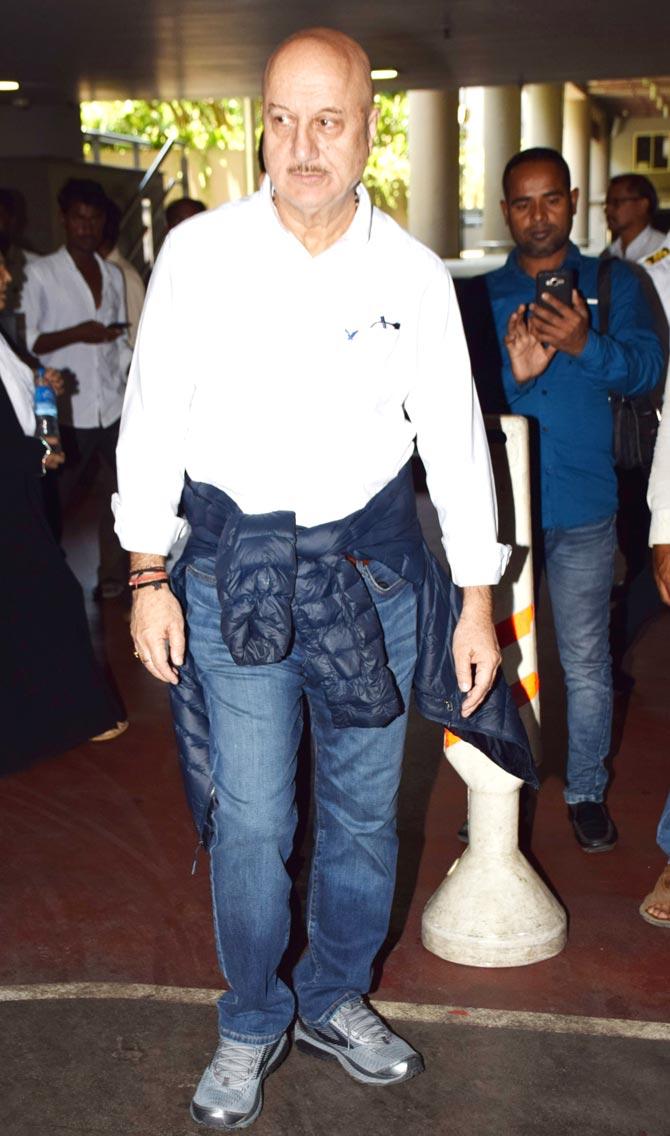 Anupam Kher was also spotted at the Mumbai airport.