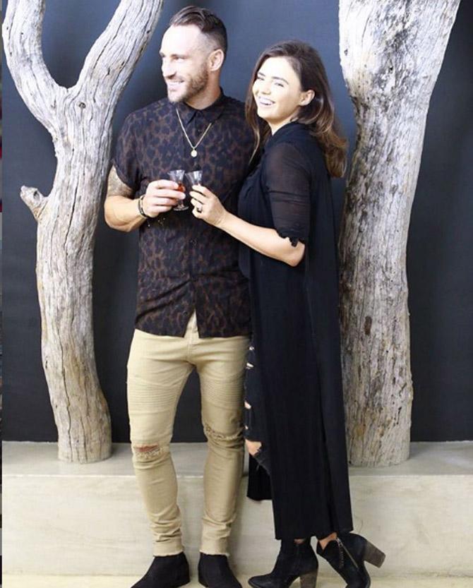 Faf du Plessis married his longtime girlfriend Imari Visser in November 2013. The couple has been going strong ever since.
Faf du Plessis posted this picture with wife Imari Visser and captioned, 