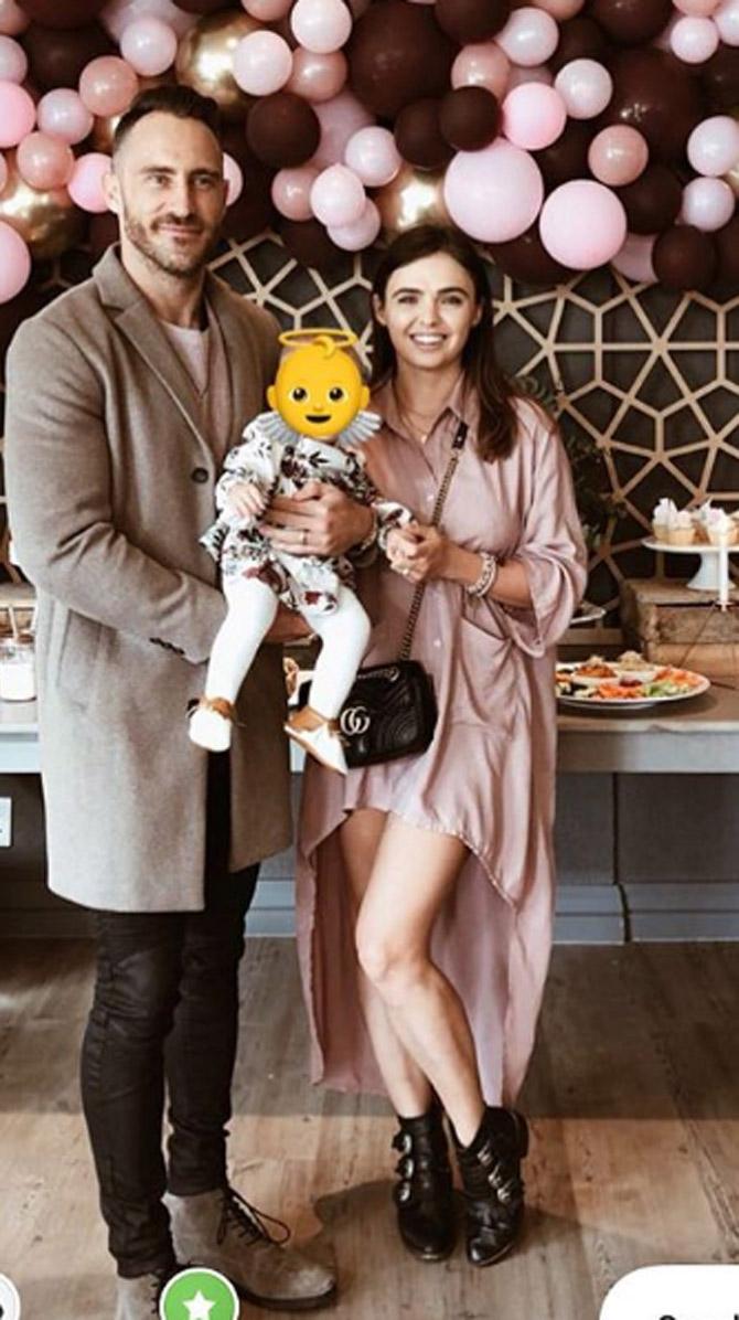 Faf du Plessis and Imari were blessed with a baby girl named Amelie du Plessis in 2017.
Faf du Plessis posted this picture with wife Imari Visser and captioned, 