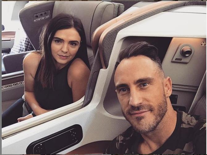 In IPL 2012, Faf du Plessis had a golden year for Chennai Super Kings, scoring 396 runs for the team.
Faf du Plessis posted this picture with wife Imari Visser and captioned, 