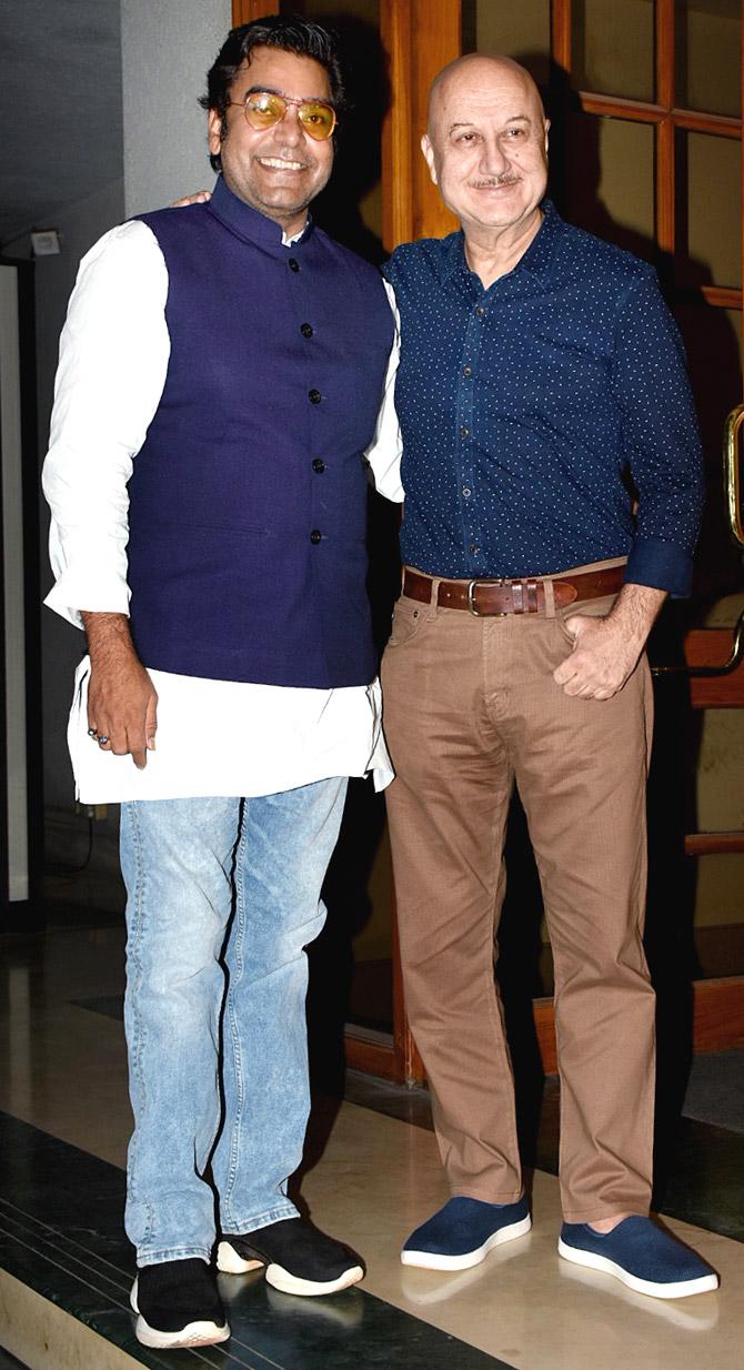 Ashutosh Rana and Anupam Kher posed together as they arrived at Manoj Bajpayee's 50th birthday bash. Kher also took to Twitter to wish Bajpayee on his birthday. He wrote, 