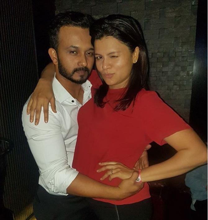 Kedar Jadhav is a Punekar who was born in Pune city in a Maharashtrian family.
Kedar Jadhav posted this picture with his wife Snehal and captioned, 
