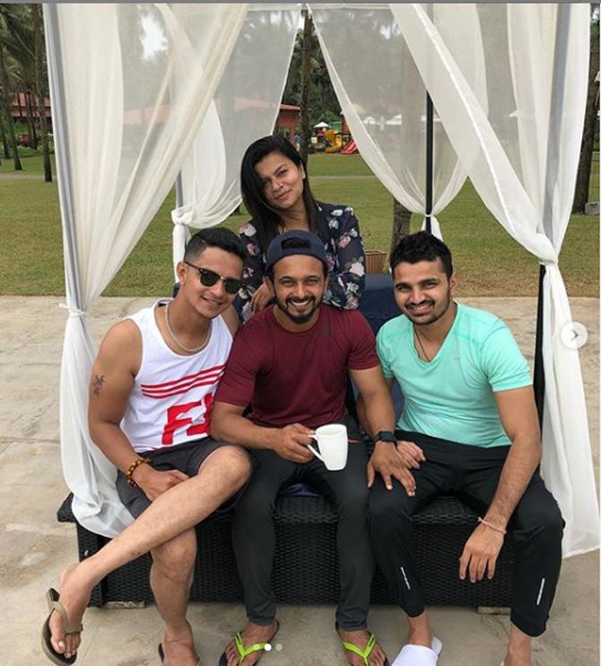 Kedar Jadhav was first signed by Delhi Daredevils (now Delhi Capitals) in IPL 2010.
Kedar Jadhav posted this picture with his wife Snehal and friends and captioned, 