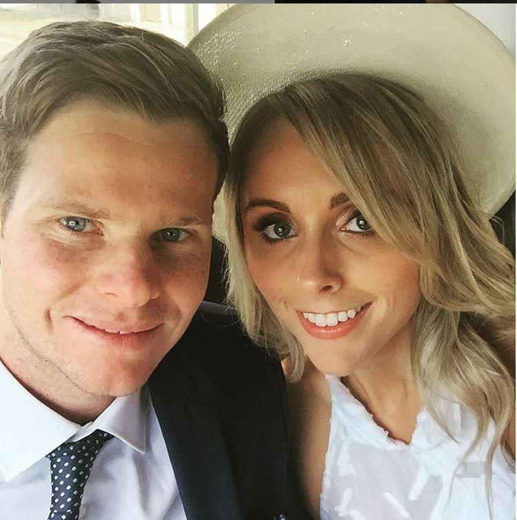 Steve Smith started dating Dani Willis when she was a Law student. In June 2017, the couple got engaged, then in September 2018, they got married.
Steve Smith posted this picture of himself with his wife Dani Willis and captioned it as, 