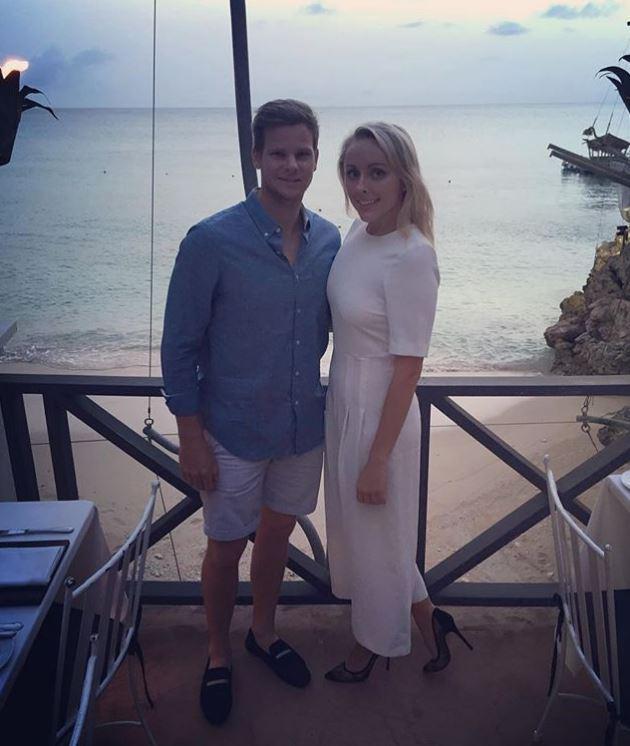 In the World Cup 2019, Steve Smith played reasonably well scoring 379 runs in 10 matches with a high score of 85 and an average of 37.90
Steve Smith posted this picture of himself with his wife Dani Willis and captioned it as, 