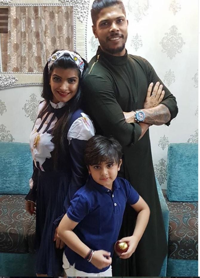 Umesh Yadav posted this picture of himself with his wife Tanya Wadhwa and a kid, captioned, 