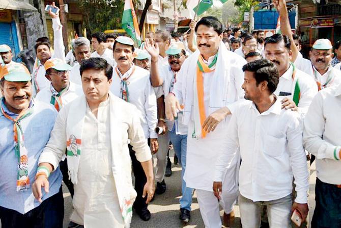 Cong candidate Nana Patole campaign in Nagpur. Pics/Sunny Shende