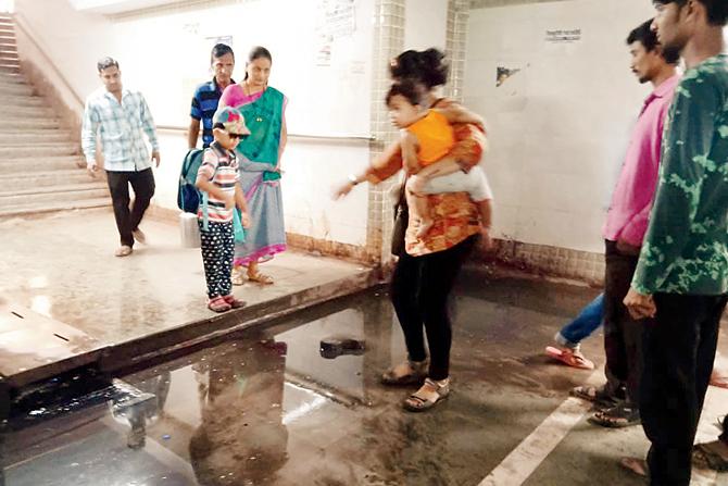The Kurla subway is flooded with drain water