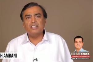 Mukesh Ambani endorses Milind Deora for Mumbai South constituency