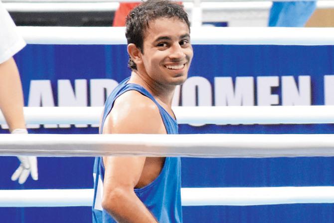 India boxer Amit Panghal after winning the 52kg final in Bangkok yesterday
