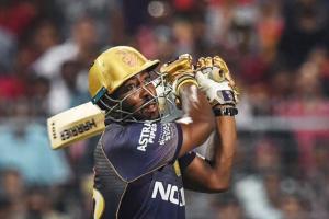 KKR star performer Andre Russell reacts on his teams loss to RCB