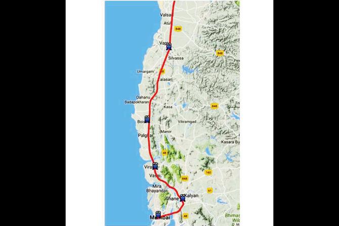 The route of the bullet train in Maharashtra