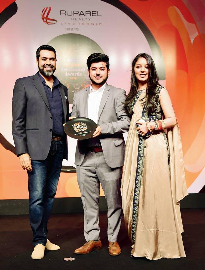 Romil Ratra with Sahil Arora and Riddhi Merchant of 266-The Wine Room and Bar, winners of Best New Wine Bar