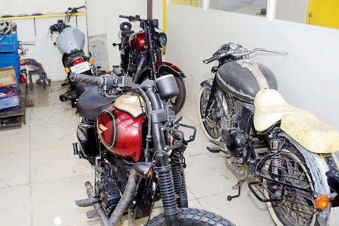 A garage in the anterior where bikes are customised. Pics/Sneha Kharabe