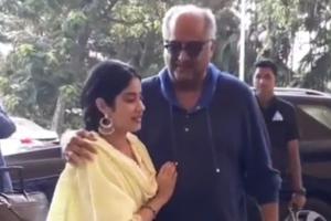 Watch video: Boney Kapoor envelops daughter Janhvi in a warm hug