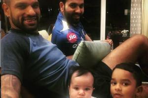 Shikhar Dhawan, Rohit Sharma hang out with their babies
