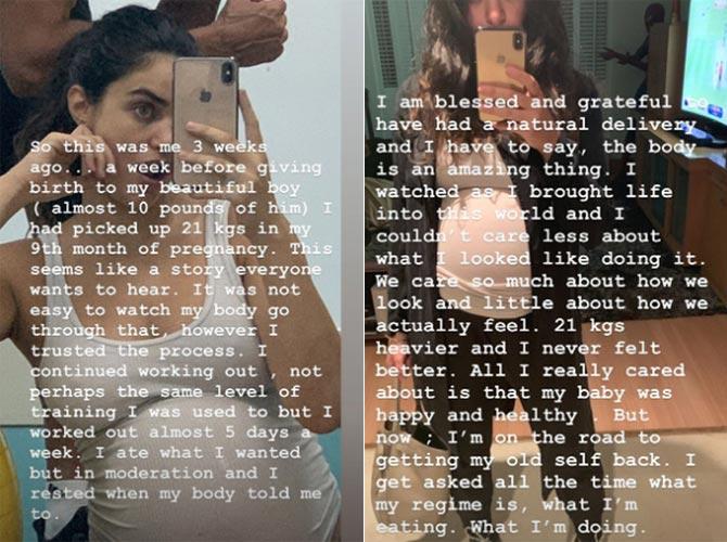 Gabriella recently shared three photos on her Instagram stories that described her journey of shedding the extra kilos she gained during pregnancy. While it's a known fact that it takes quite some time to shed the post-pregnancy weight, the model has returned to her old self merely 11 days after giving birth.