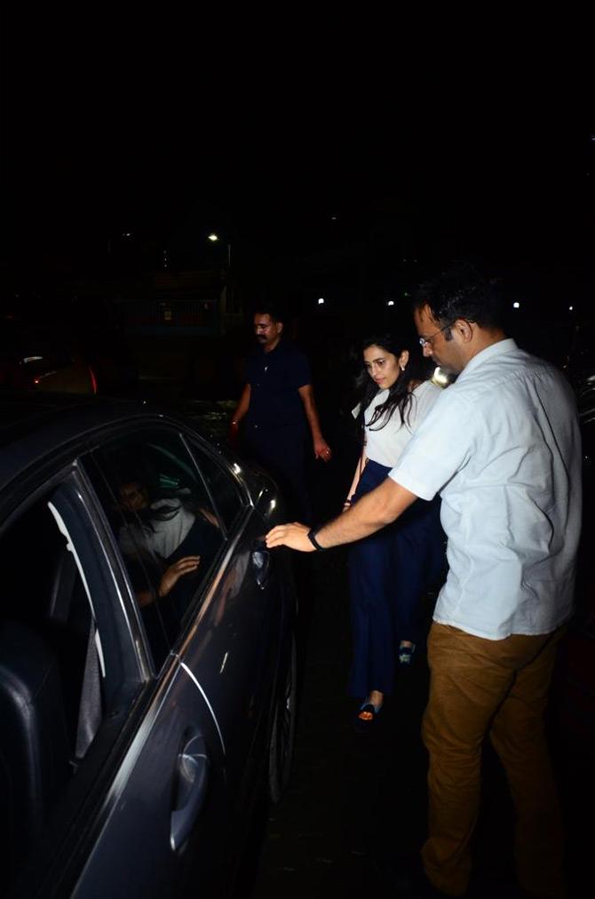 In pic: Shloka Mehta leaves the popular BKC restaurant in the suburbs of Bandra.