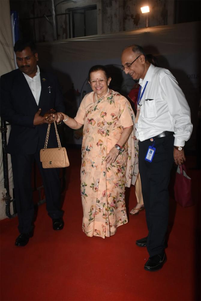 In pic: Nita Ambani's mother Purnima Dalal arrives for the annual event of Reliance Industries held in South Mumbai.