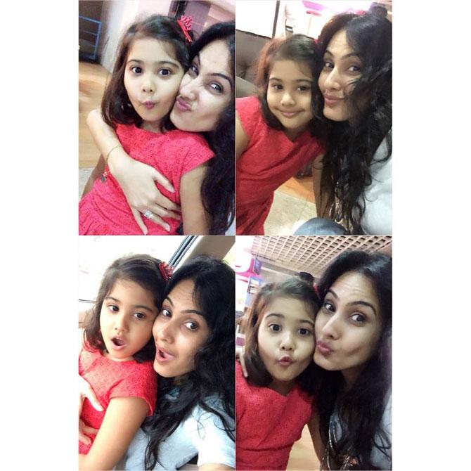 However, even before that, Kamya Punjabi first faced the camera in 1997. Kamya's maiden music venture was the 'Mehndi Mehndi' song. She even featured in the popular music video 'Kala Shah Kala' by Anamika. In picture: Kamya Punjabi with her daughter Aara.