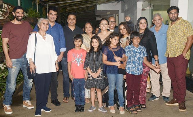 Vidya Balan with family, Akshay Kumar at Mission Mangal screenings