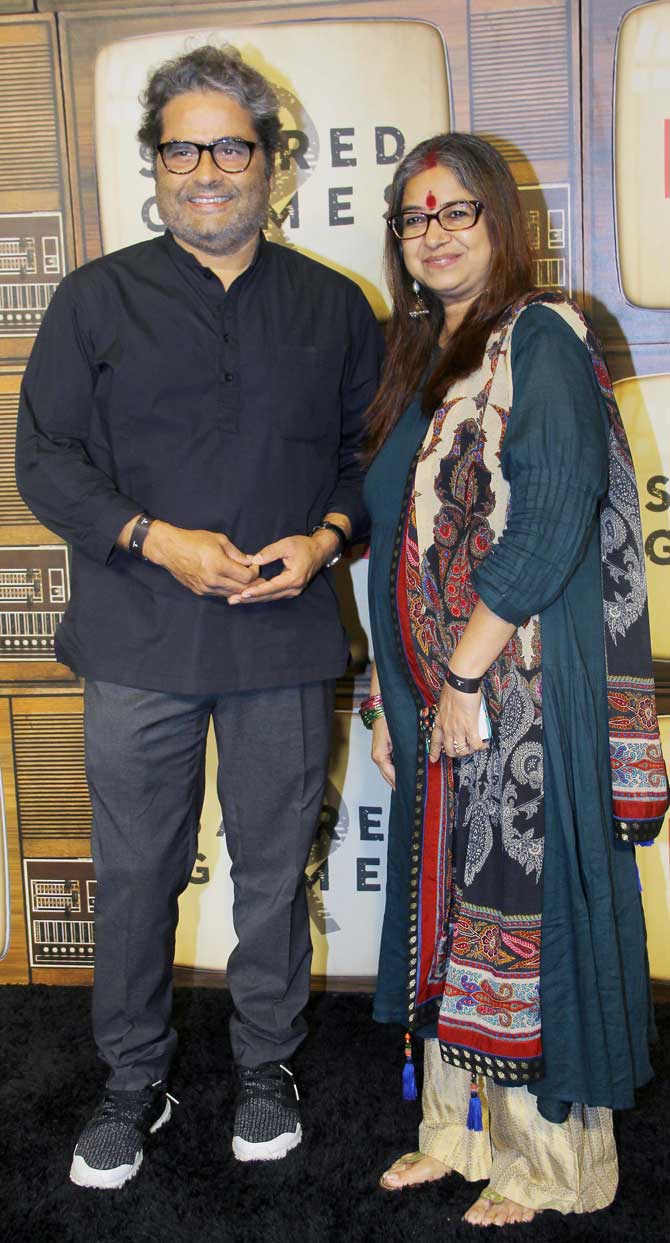 Filmmaker Vishal Bharadwaj and wife Rekha also attended the special screening of Sacred Games 2 in Lower Parel.