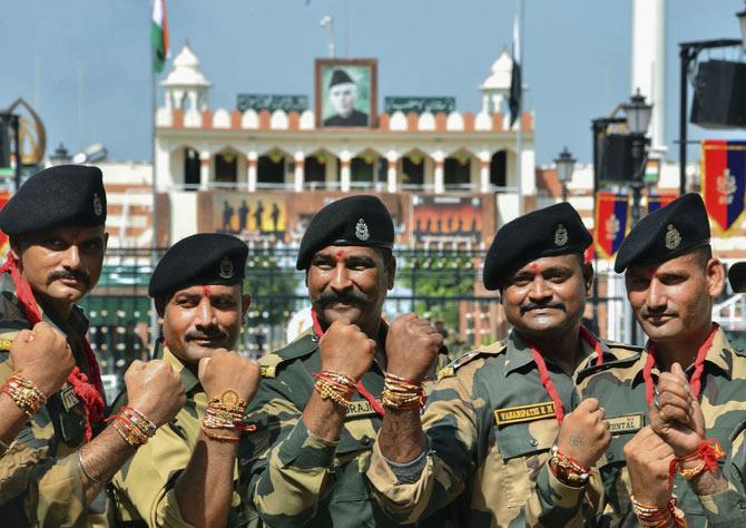 Women visited the Attari-Wagah border with bliss and joy as they tied rakhis on the wrists of the Border Security Force personnel as a gesture of gratitude.