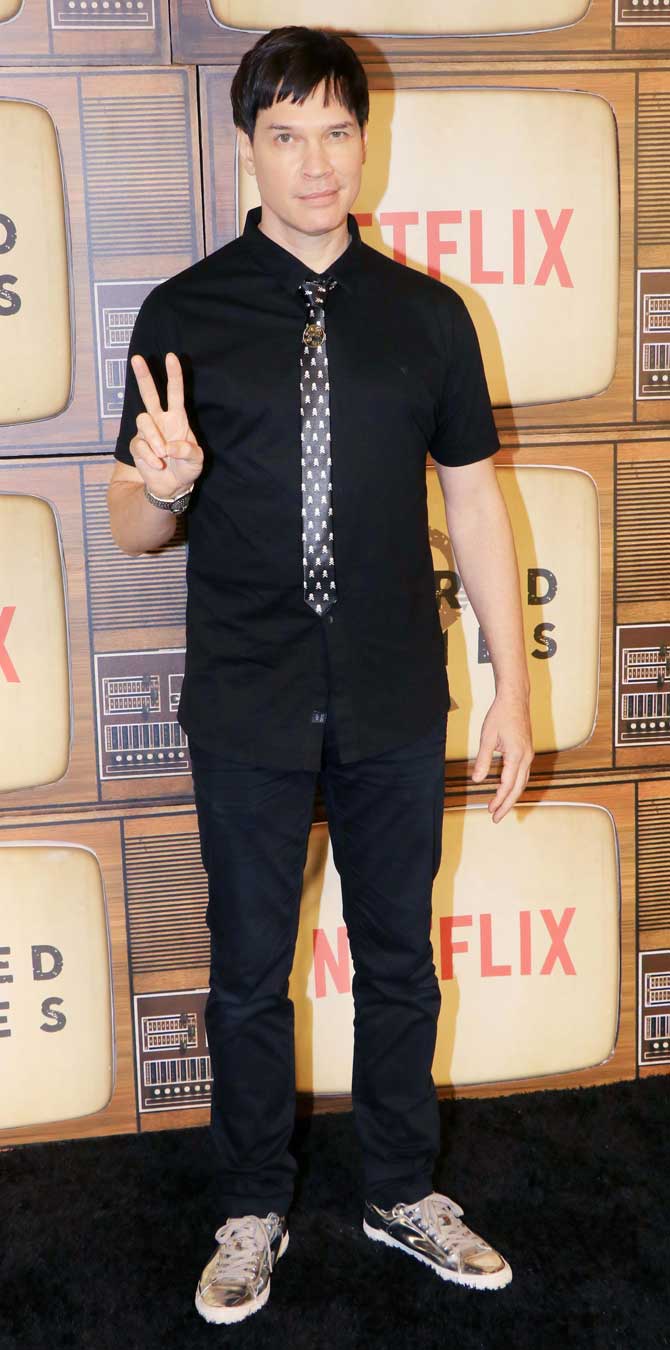 Luke Kenny happily poses for the photographers at the special screening of his show Sacred Games 2 at a multiplex in Lower Parel.
