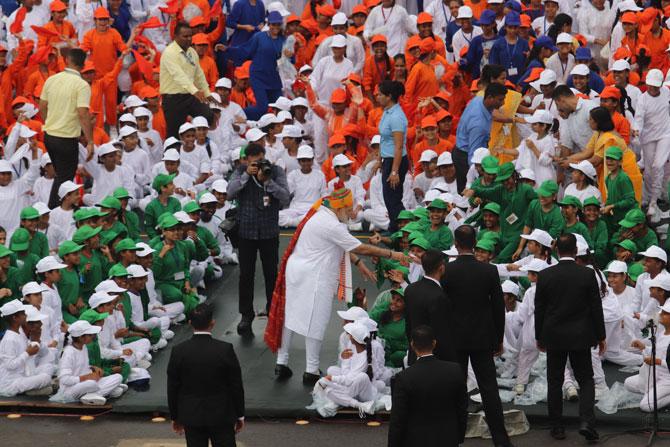 Known for his affection towards kids, Prime Minister Narendra Modi yet again revealed the softer version of himself as he met children after his Independence Day speech at the Red Fort