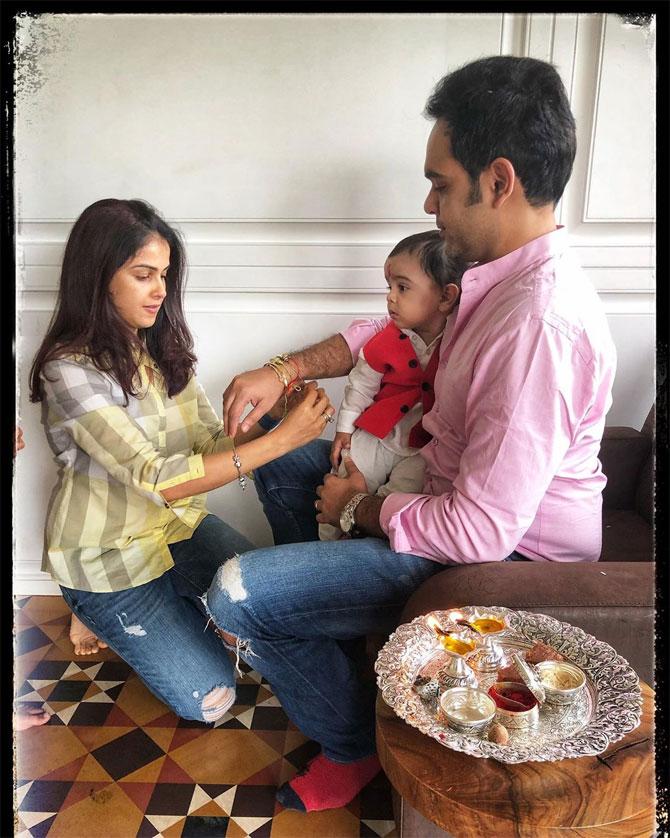 Genelia D'Souza celebrated Raksha Bandhan with her brother too. She tied a rakhi to her sibling Nigel D'Souza and shared a picture of the moment with a caption that read - 