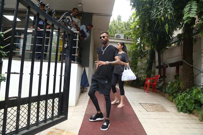 Hardik Pandya is being spotted in and around the city with his family and friends as he has been rested from India's squad for the ongoing tour of West Indies.