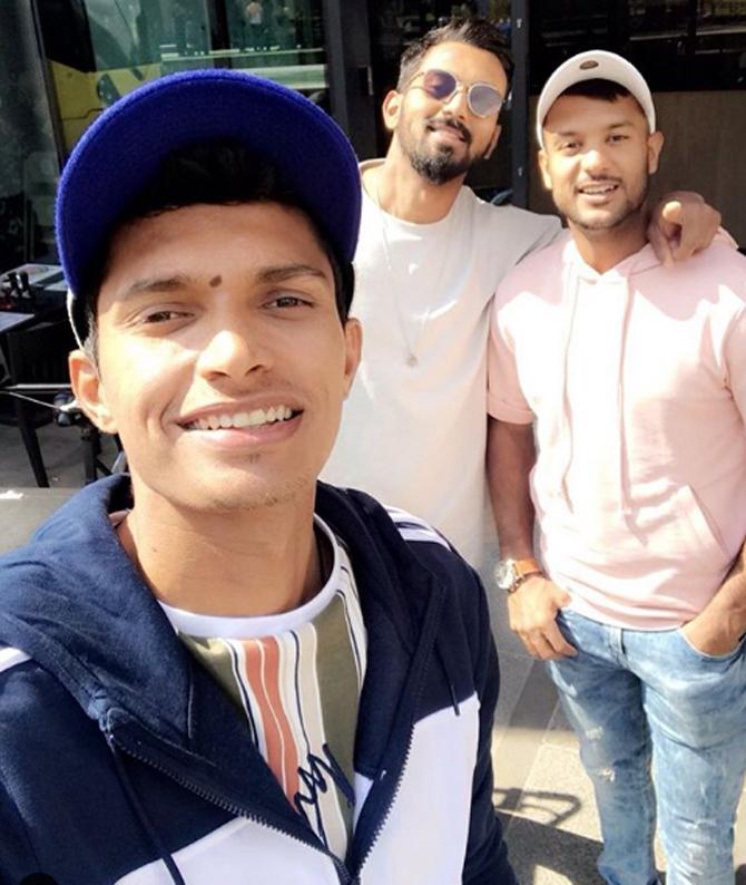 In picture: Navdeep Saini with KL Rahul and Mayank Agarwal in Manchester