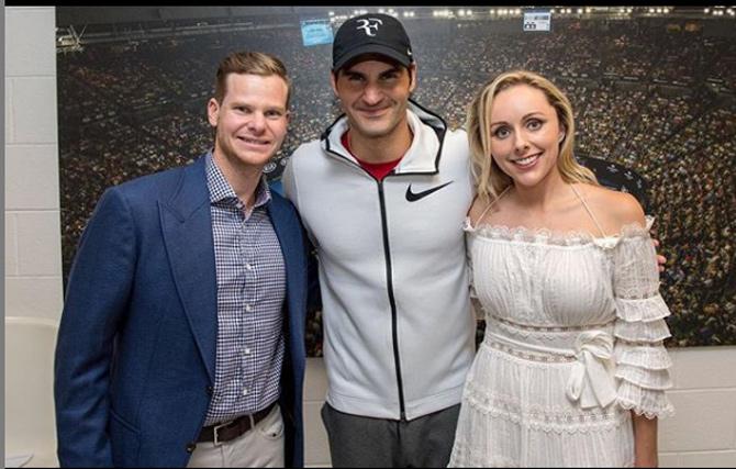 In 2015, Steve Smith was handed over the captaincy for Rajasthan Royals and played 14 matches scoring 293 runs at an average of 26.63 and strike rate of 132.57. His top score was 79*.
In picture: Steve Smith and Dani Willis at the Australian Open with Roger Federer.