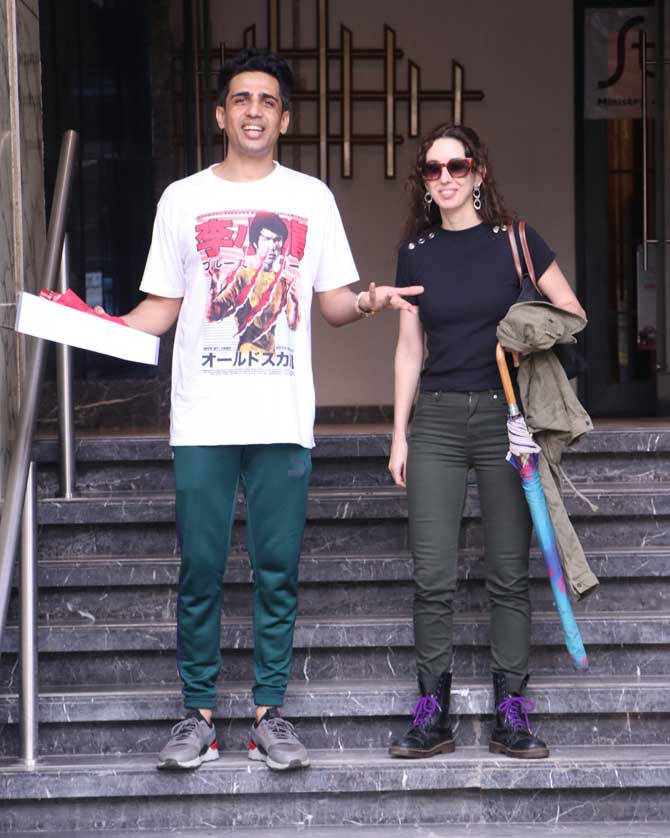 Hunterrr actor Gulshan Devaiah with wife Kallirroi Tziafeta was also clicked in Juhu.