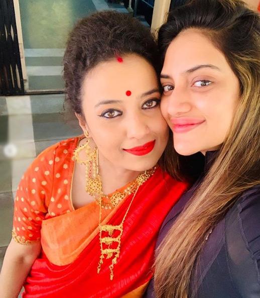 MP Nusrat Jahan shared this picture where she is seen posing for a selfie with her co-actor as she stuns in all-black gym attire