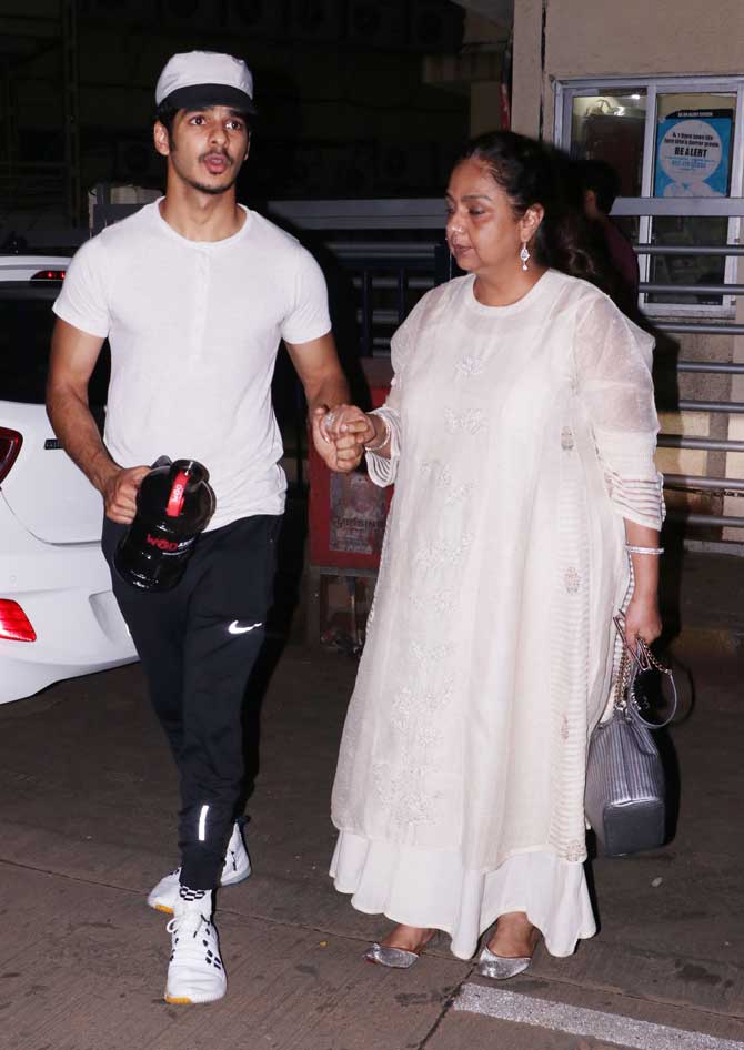 Ishaan Khatter and mother Neelima Azeem were out enjoying a movie at a popular multiplex in Juhu.