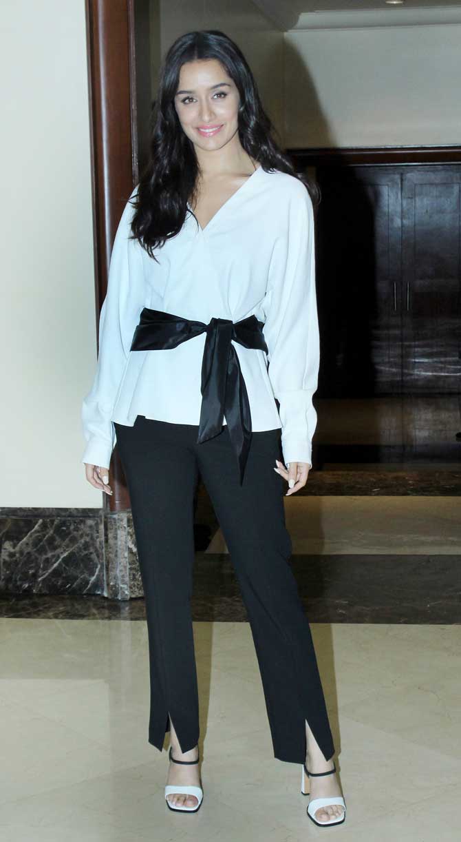 Shraddha Kapoor and Prabhas were promoting their upcoming film Saaho at a plush hotel in Juhu, Mumbai. Saaho's trailer has been received with a positive response for its over-the-top action sequences and also for the fire that Prabhas and Shraddha's chemistry has ignited. All pictures/Yogen Shah 