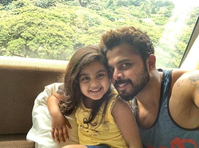 Sreesanth shared this cute photo along with his daughter Sanvika with a caption: Being a daddy’s girl is like having permanent armor for the rest of your life.” @sreesaanvikaofficial @bhuvneshwari.sreesanth @tezzsuryasree #family #love #dad #daughter #always #forever