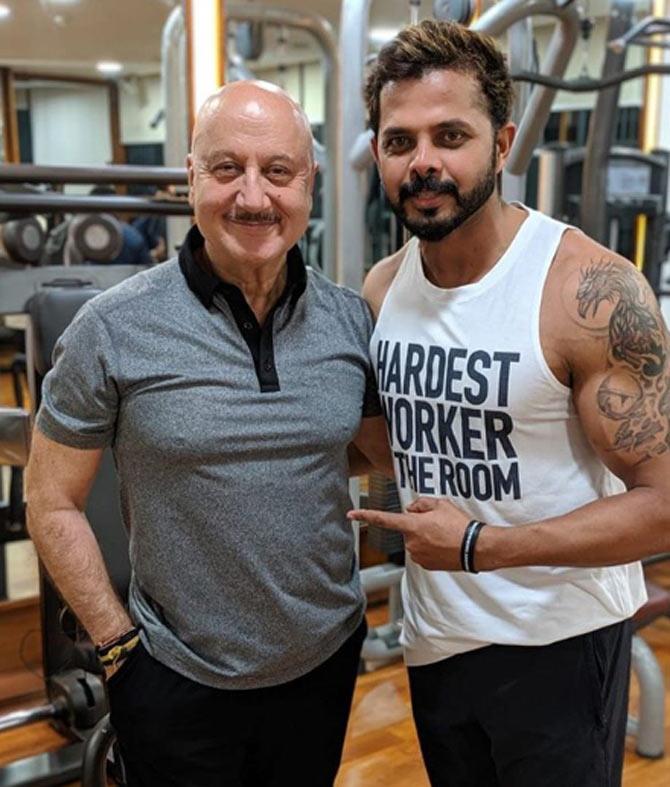 In picture: Sreesanth with Bollywood veteran actor Anupam Kher