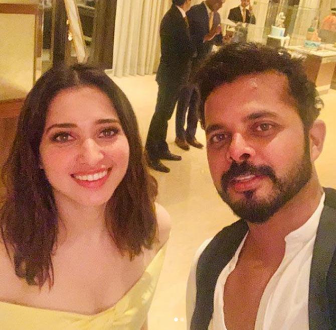 Sreesanth shares a selfie with South actress Tamannaah Bhatia