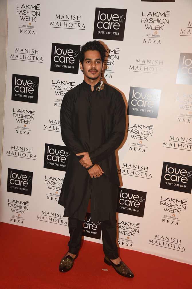 Ishaan Khatter showed off his uber-cool side by donning a black sherwani for the night of fashion.