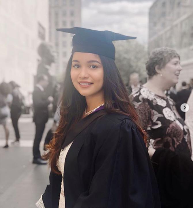 In picture: Sara Tendulkar poses during her graduation ceremony in the UK